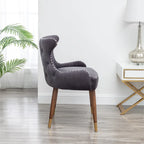 Poltrona d'accento rivestita in poliestere grigio con gambe in legno di gomma