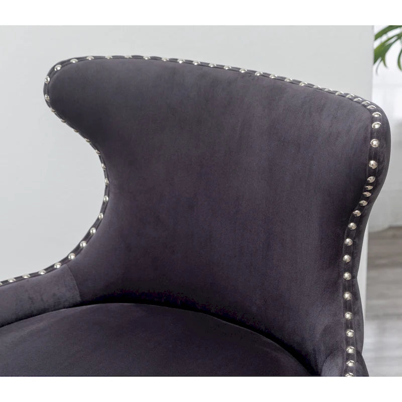 Poltrona d'accento rivestita in poliestere grigio con gambe in legno di gomma