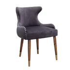 Poltrona d'accento rivestita in poliestere grigio con gambe in legno di gomma