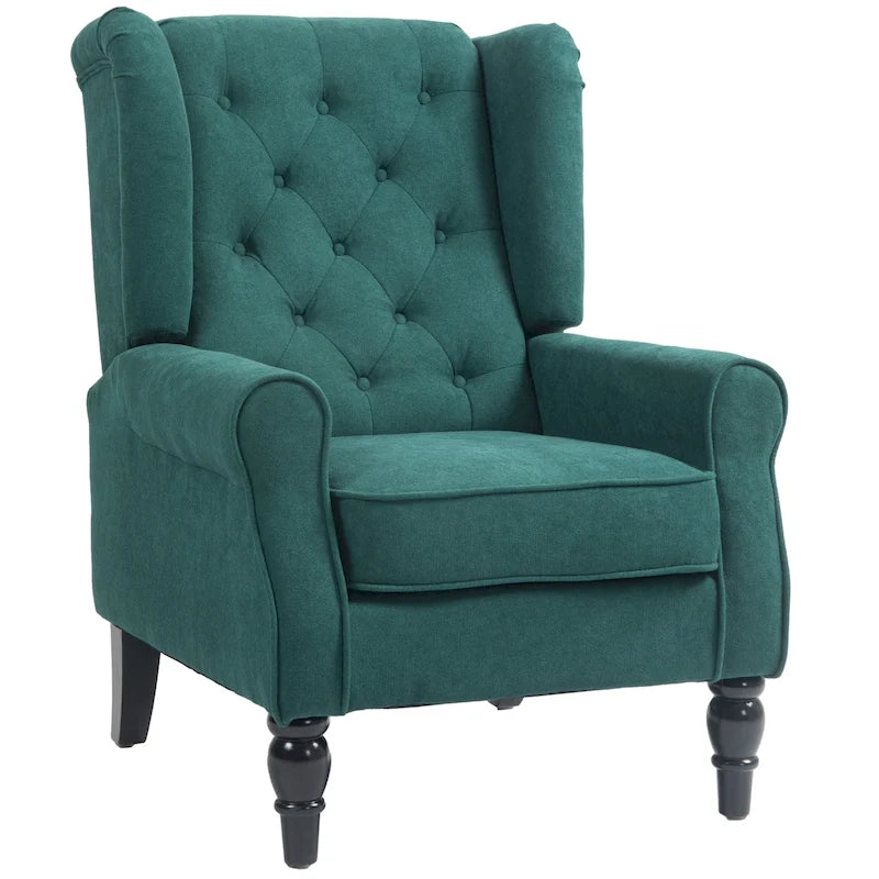Poltrona di design moderna alta 29,3" con schienale alto verde scuro