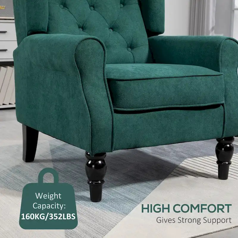 Poltrona di design moderna alta 29,3" con schienale alto verde scuro