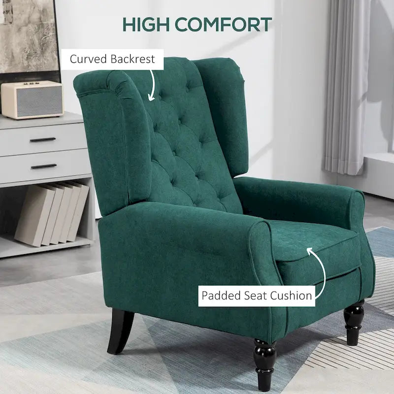 Poltrona di design moderna alta 29,3" con schienale alto verde scuro