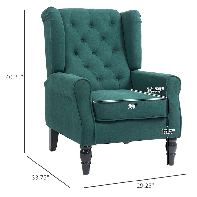 Poltrona di design moderna alta 29,3" con schienale alto verde scuro