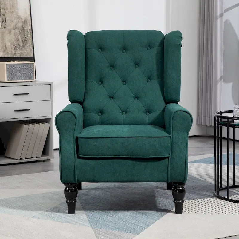 Poltrona di design moderna alta 29,3" con schienale alto verde scuro