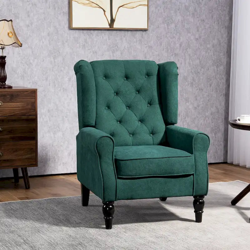 Poltrona di design moderna alta 29,3" con schienale alto verde scuro