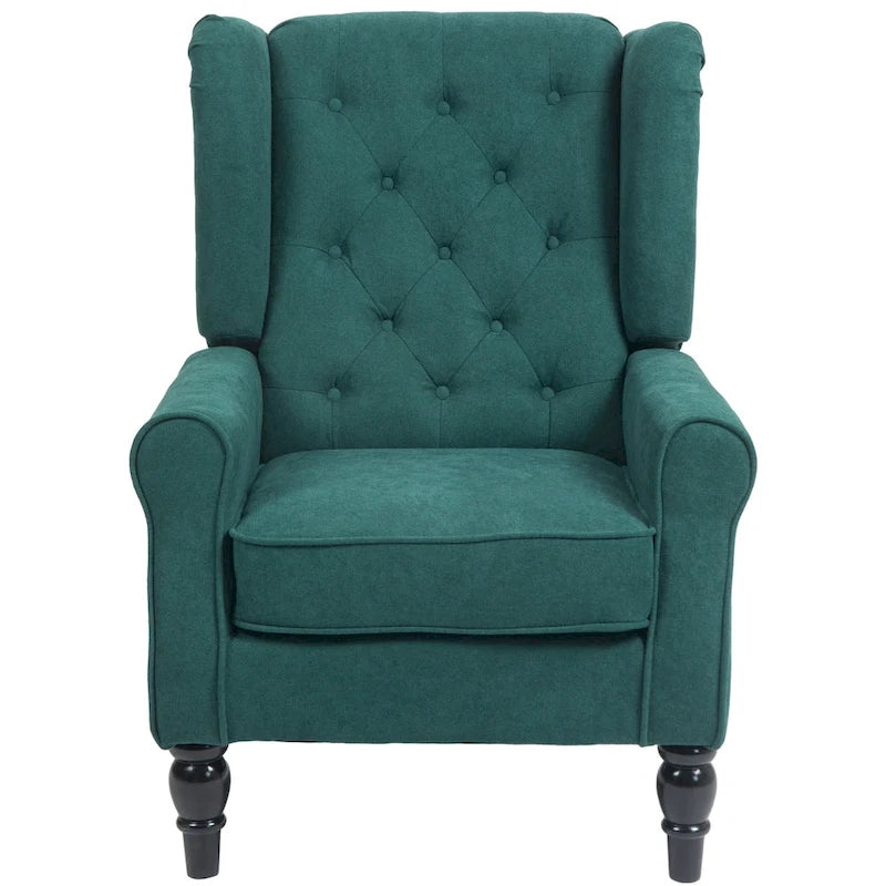 Poltrona di design moderna alta 29,3" con schienale alto verde scuro