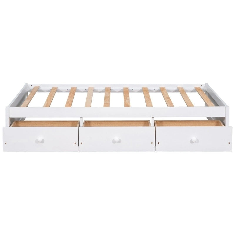 Letto a piattaforma in legno per letto singolo con 3 cassetti