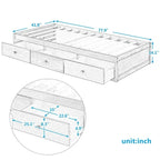 Letto a piattaforma in legno per letto singolo con 3 cassetti