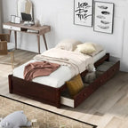 Letto a piattaforma in legno per letto singolo con 3 cassetti