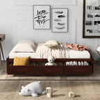 Letto a piattaforma in legno per letto singolo con 3 cassetti