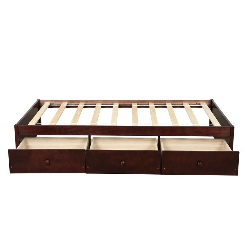 Letto a piattaforma in legno per letto singolo con 3 cassetti