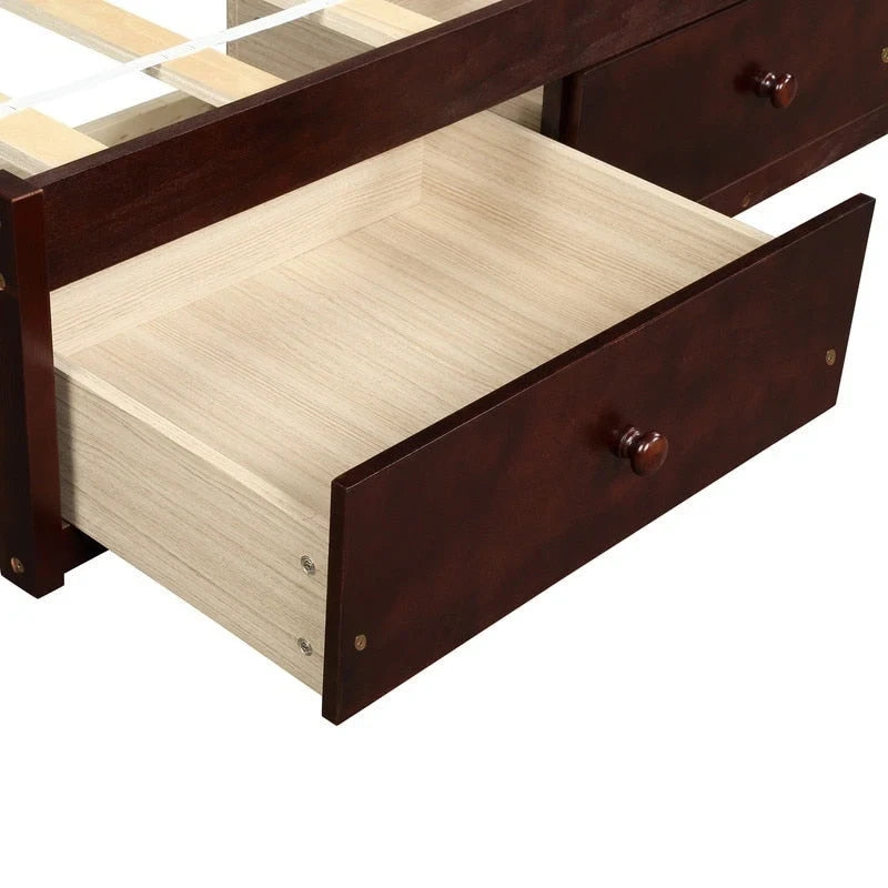 Letto a piattaforma in legno per letto singolo con 3 cassetti