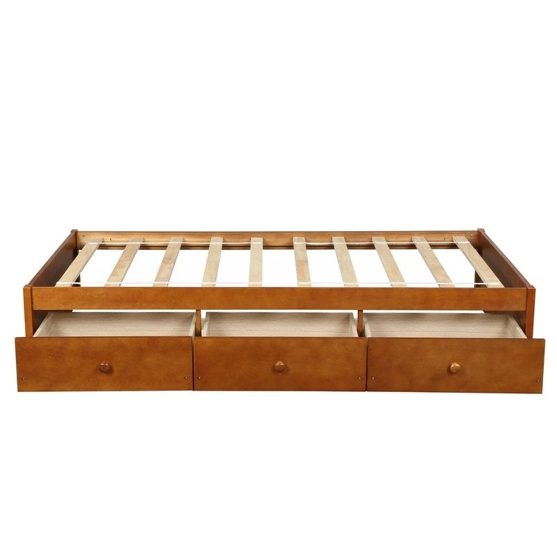 Letto a piattaforma in legno per letto singolo con 3 cassetti