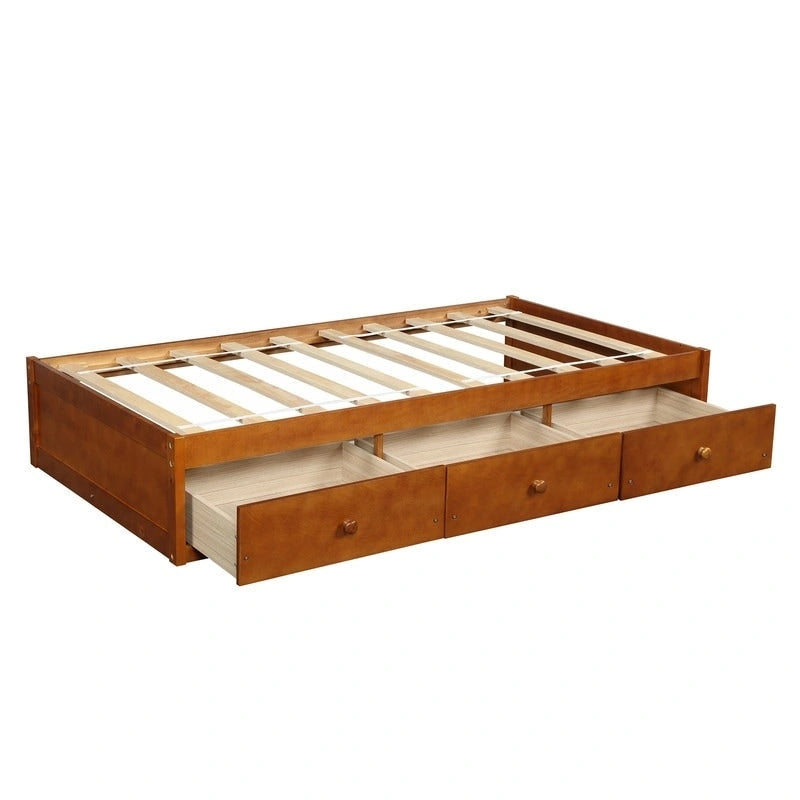Letto a piattaforma in legno per letto singolo con 3 cassetti