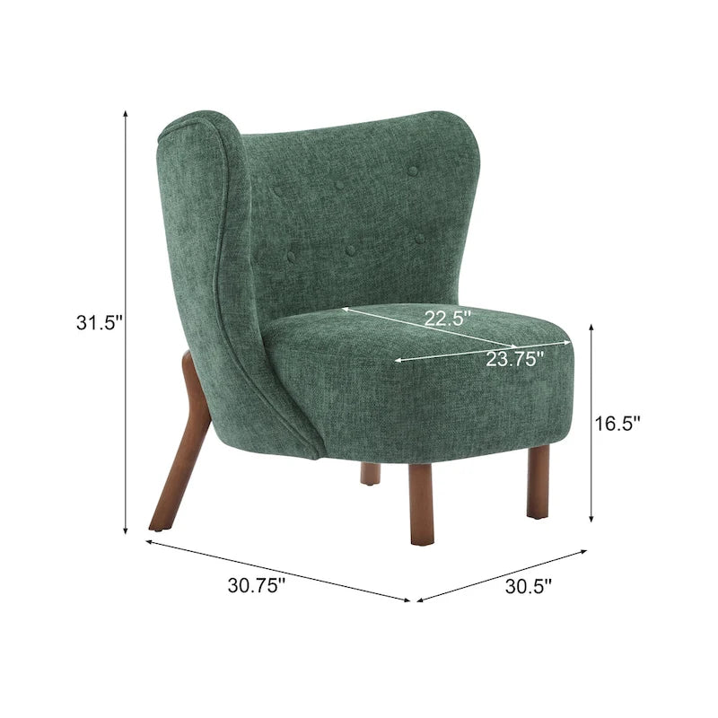 Moderna poltroncina senza braccioli imbottita con seduta morbida e struttura in legno massello