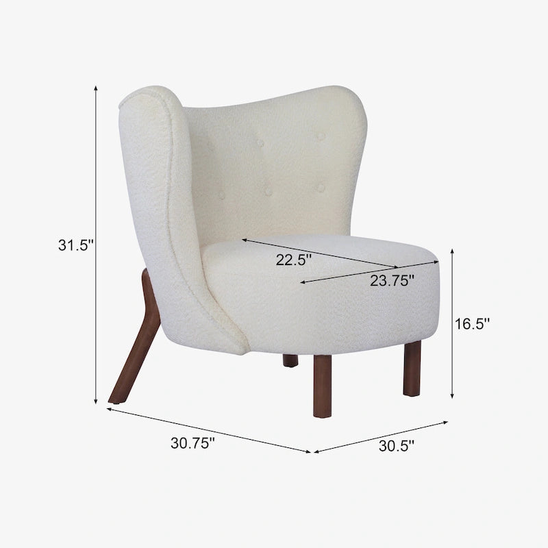 Moderna poltroncina senza braccioli imbottita con seduta morbida e struttura in legno massello