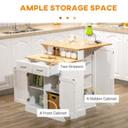 Isola da cucina con mobile contenitore e piano in legno di gomma a 2 livelli (sgabello non incluso)