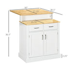 Isola da cucina con mobile contenitore e piano in legno di gomma a 2 livelli (sgabello non incluso)