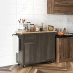 Isola da Cucina Mobile con Rotelle a Tre Armadietti (sgabelli esclusi)