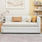 Divano letto singolo in lino con letto estraibile e design semi-chiuso