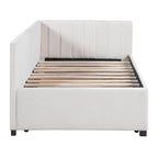 Divano letto singolo in lino con letto estraibile e design semi-chiuso