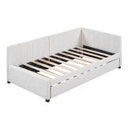 Divano letto singolo in lino con letto estraibile e design semi-chiuso