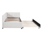 Divano letto singolo in lino con letto estraibile e design semi-chiuso