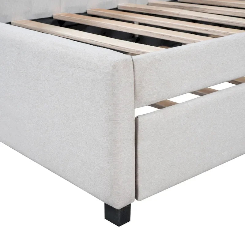 Divano letto singolo in lino con letto estraibile e design semi-chiuso
