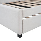 Divano letto singolo in lino con letto estraibile e design semi-chiuso