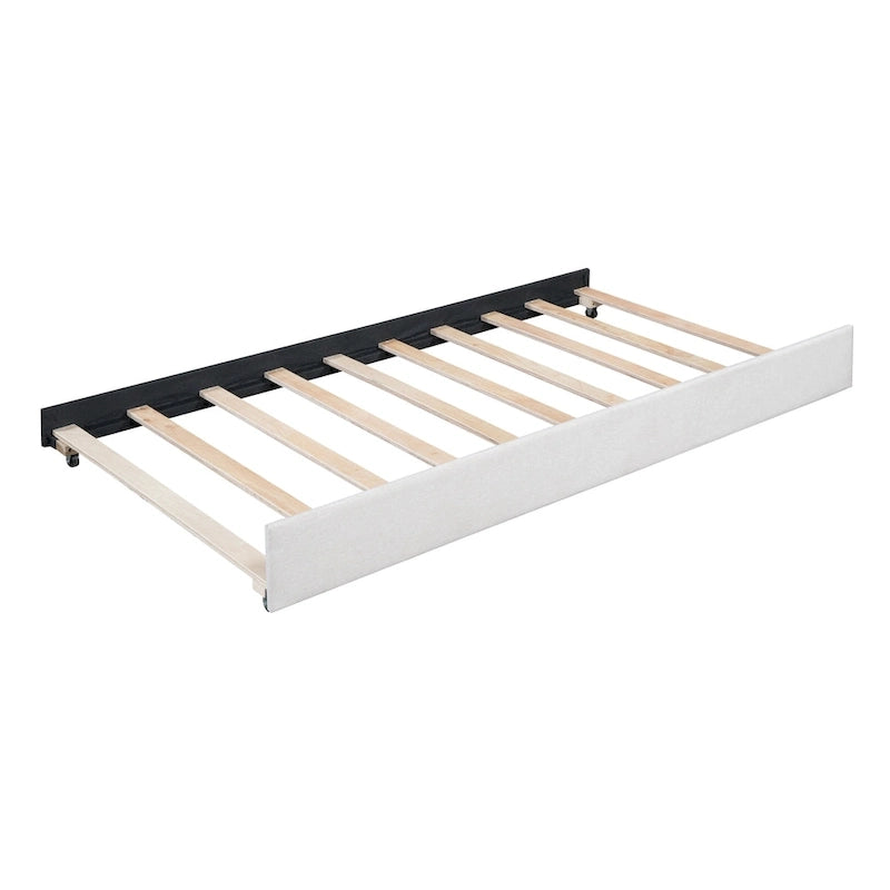 Divano letto singolo in lino con letto estraibile e design semi-chiuso