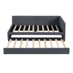 Divano letto singolo in lino con letto estraibile e design semi-chiuso