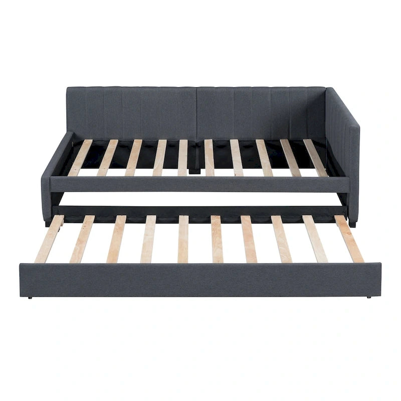 Divano letto singolo in lino con letto estraibile e design semi-chiuso