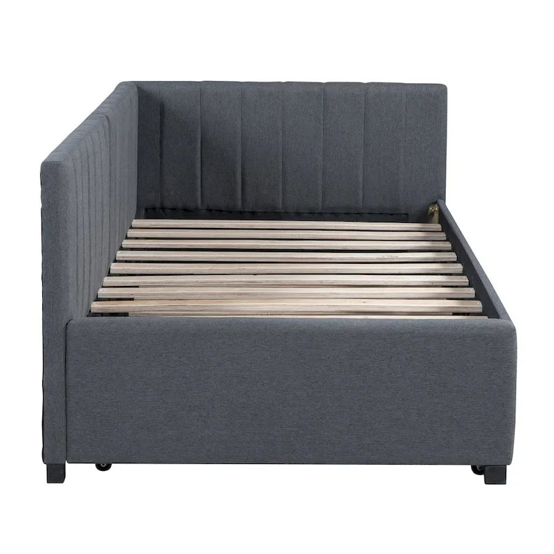 Divano letto singolo in lino con letto estraibile e design semi-chiuso