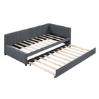 Divano letto singolo in lino con letto estraibile e design semi-chiuso