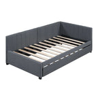 Divano letto singolo in lino con letto estraibile e design semi-chiuso