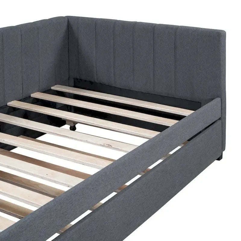 Divano letto singolo in lino con letto estraibile e design semi-chiuso