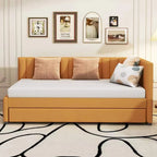 Divano letto singolo in lino con letto estraibile e design semi-chiuso