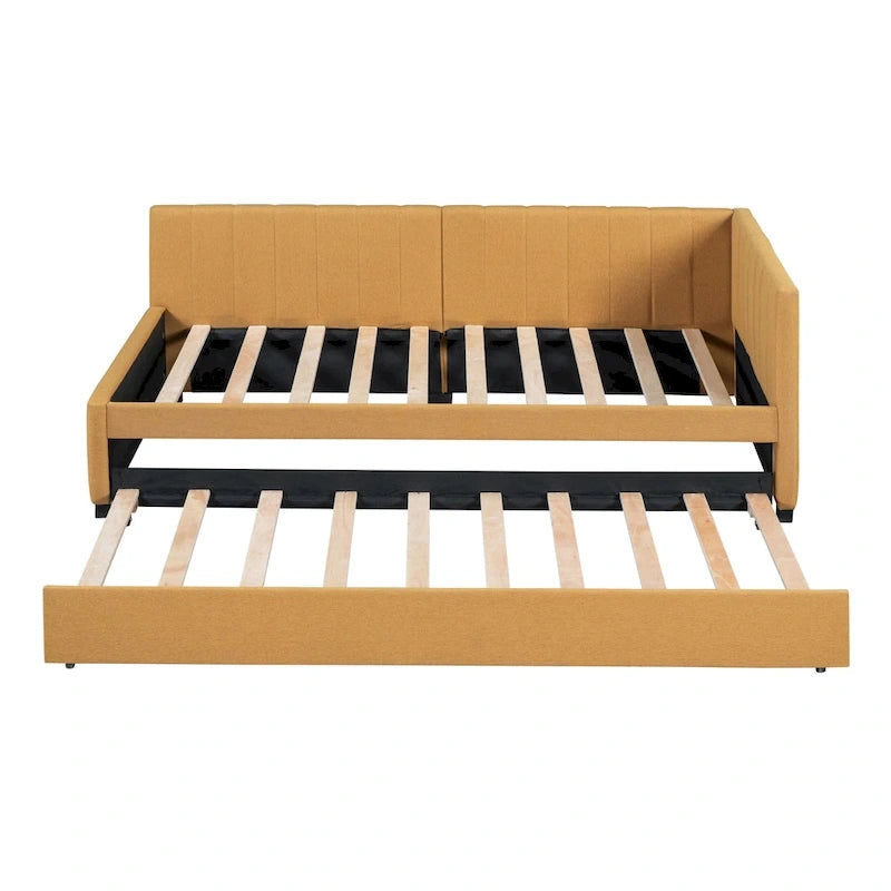 Divano letto singolo in lino con letto estraibile e design semi-chiuso