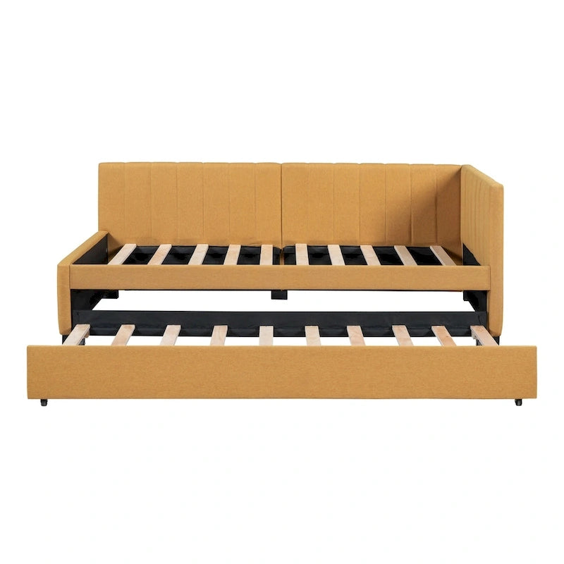 Divano letto singolo in lino con letto estraibile e design semi-chiuso