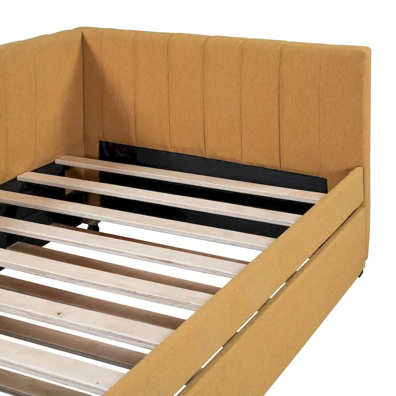 Divano letto singolo in lino con letto estraibile e design semi-chiuso