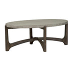 Tavolino da salotto ovale Rustic Brown spazzolato metallo