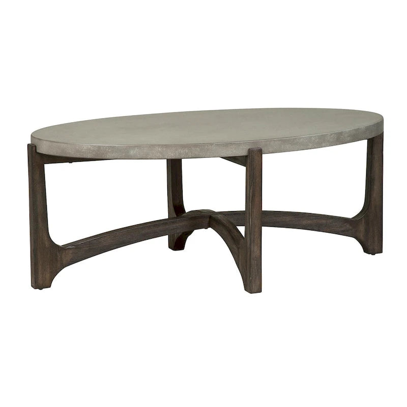 Tavolino da salotto ovale Rustic Brown spazzolato metallo