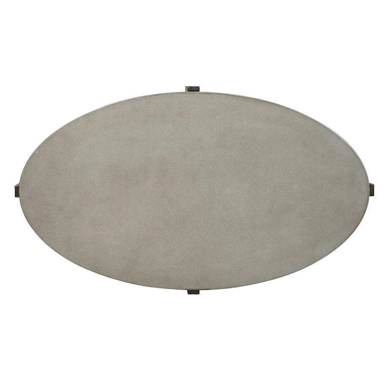 Tavolino da salotto ovale Rustic Brown spazzolato metallo