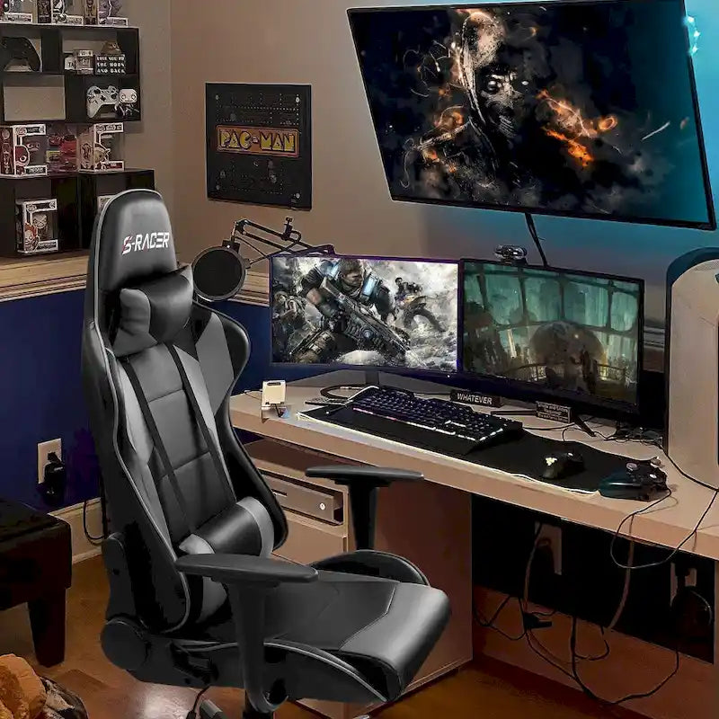 Sedia ergonomica da ufficio/gaming girevole regolabile in similpelle