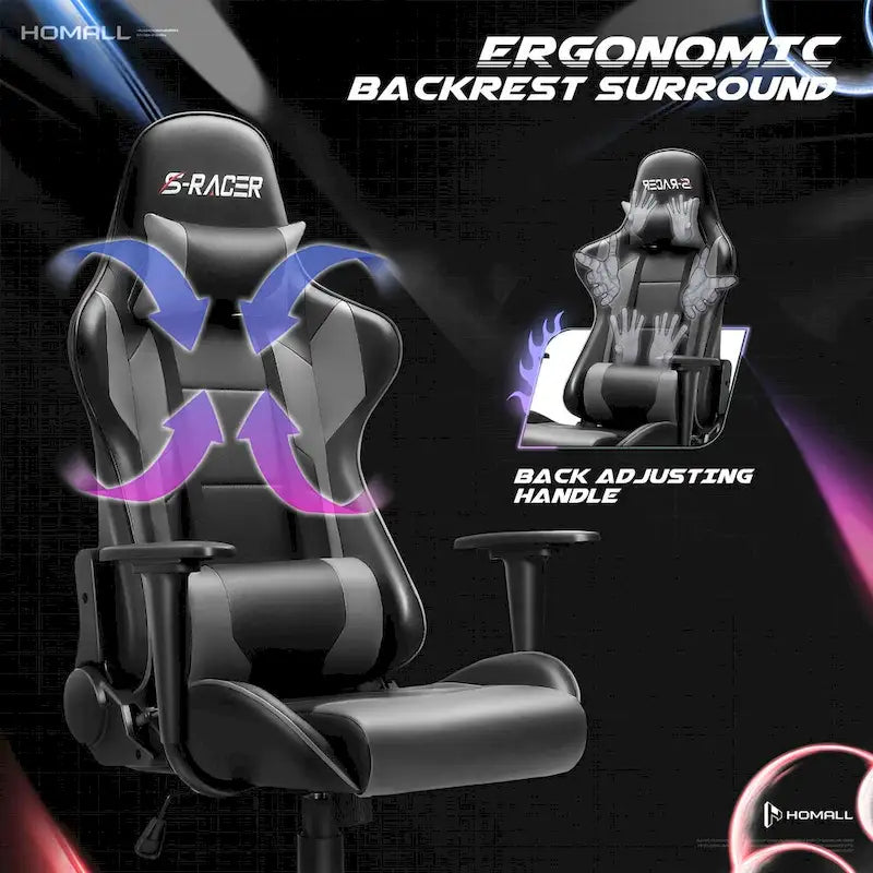 Sedia ergonomica da ufficio/gaming girevole regolabile in similpelle