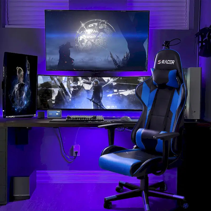 Sedia ergonomica da ufficio/gaming girevole regolabile in similpelle