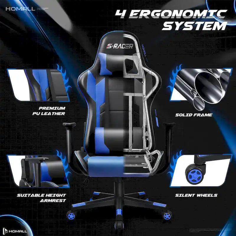 Sedia ergonomica da ufficio/gaming girevole regolabile in similpelle