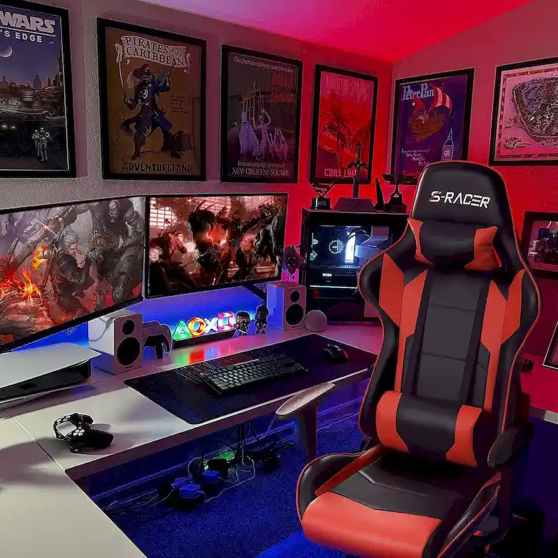 Sedia ergonomica da ufficio/gaming girevole regolabile in similpelle