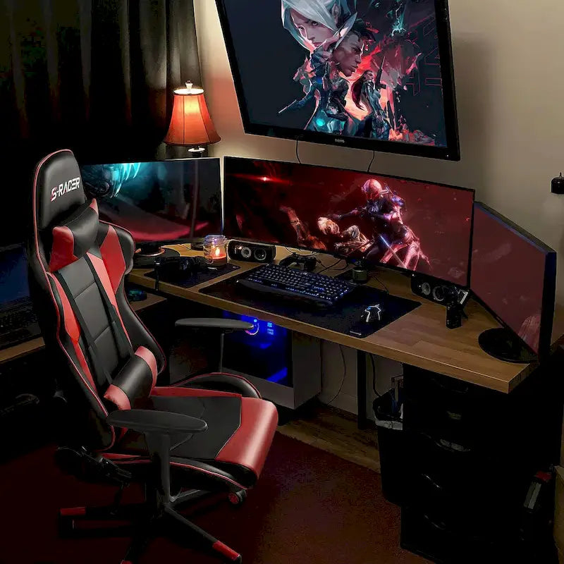 Sedia ergonomica da ufficio/gaming girevole regolabile in similpelle