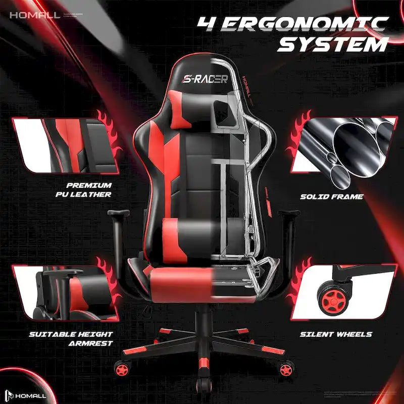 Sedia ergonomica da ufficio/gaming girevole regolabile in similpelle